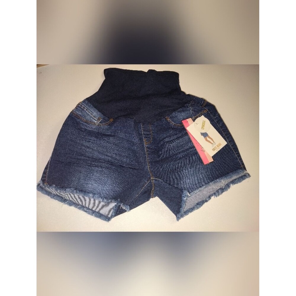 Haute MaMa Women's Maternity Dark Blue  Denim Shorts Size X-large